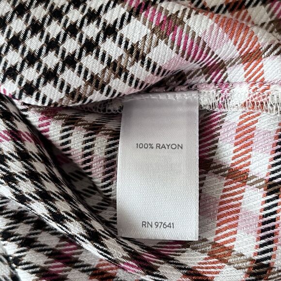 J Jill Glen Plaid Ruffle Placket Blouse‎ Top Multicolor Size Large Tall Feminine - Picture 7 of 11